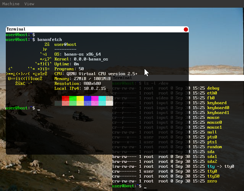 screenshot from qemu running banan-os